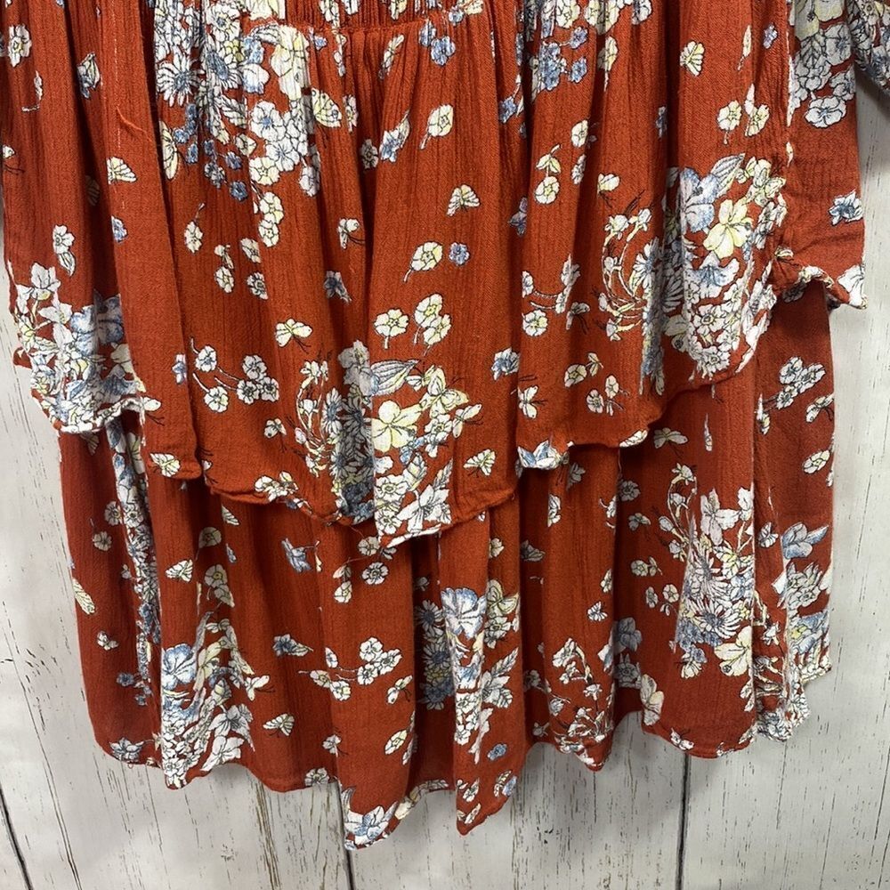 Urban Outfitters Floral Boho Cottagecore Mini Dress Off Shoulder Smocked Size L - Picture 9 of 15